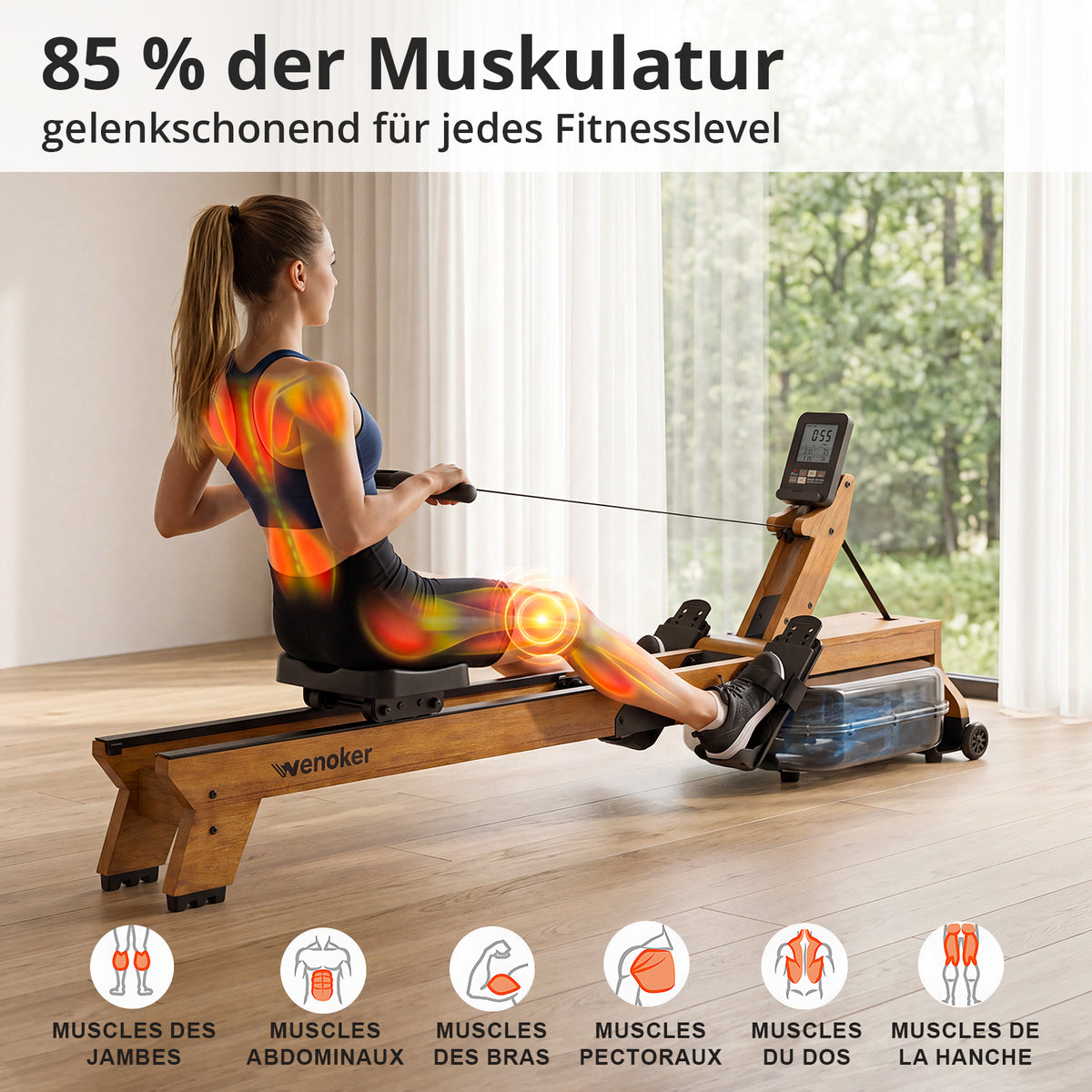 Wenoker RW402 Water Resistance Wood Rower