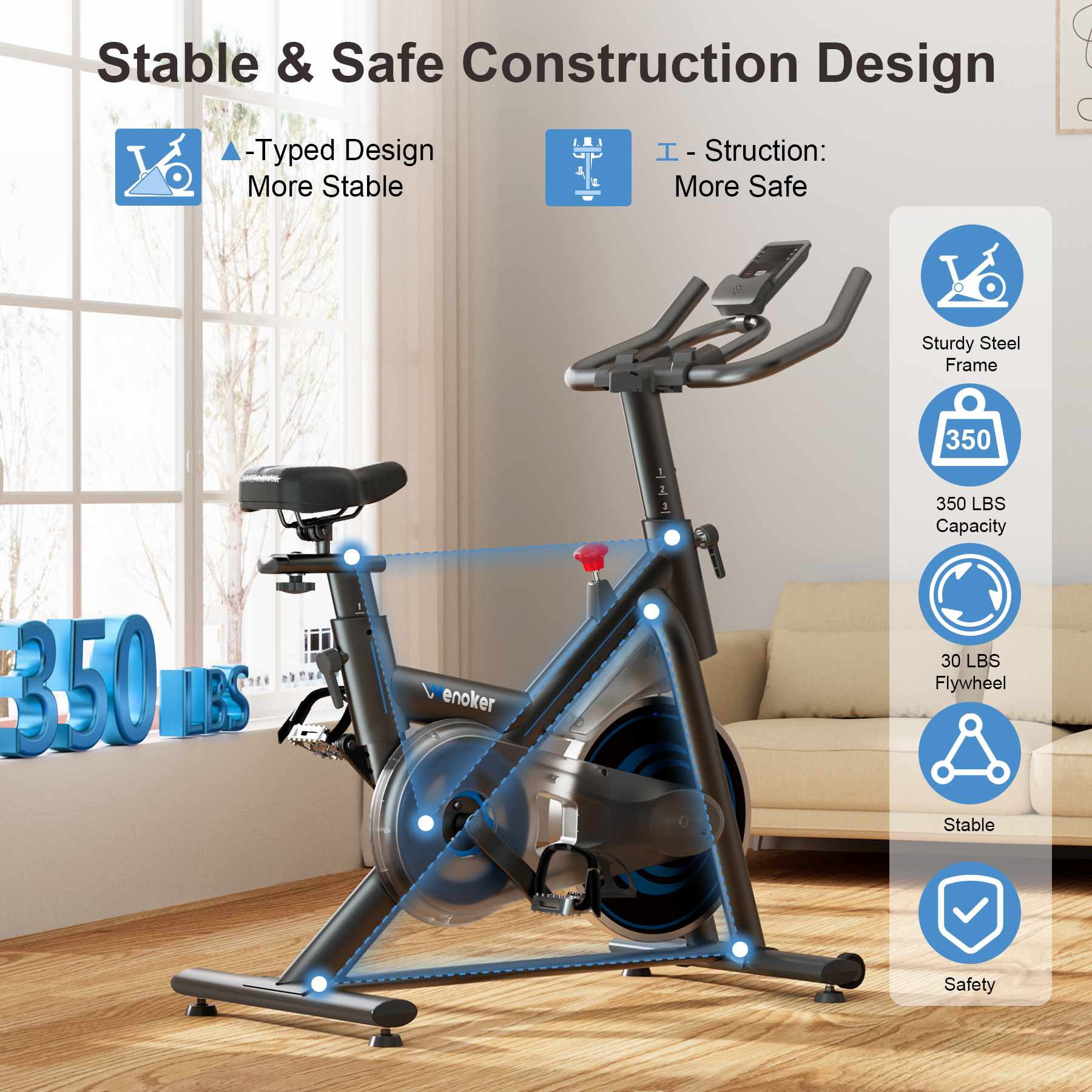Wenoker vélo magnétique JC318 (Bleu)