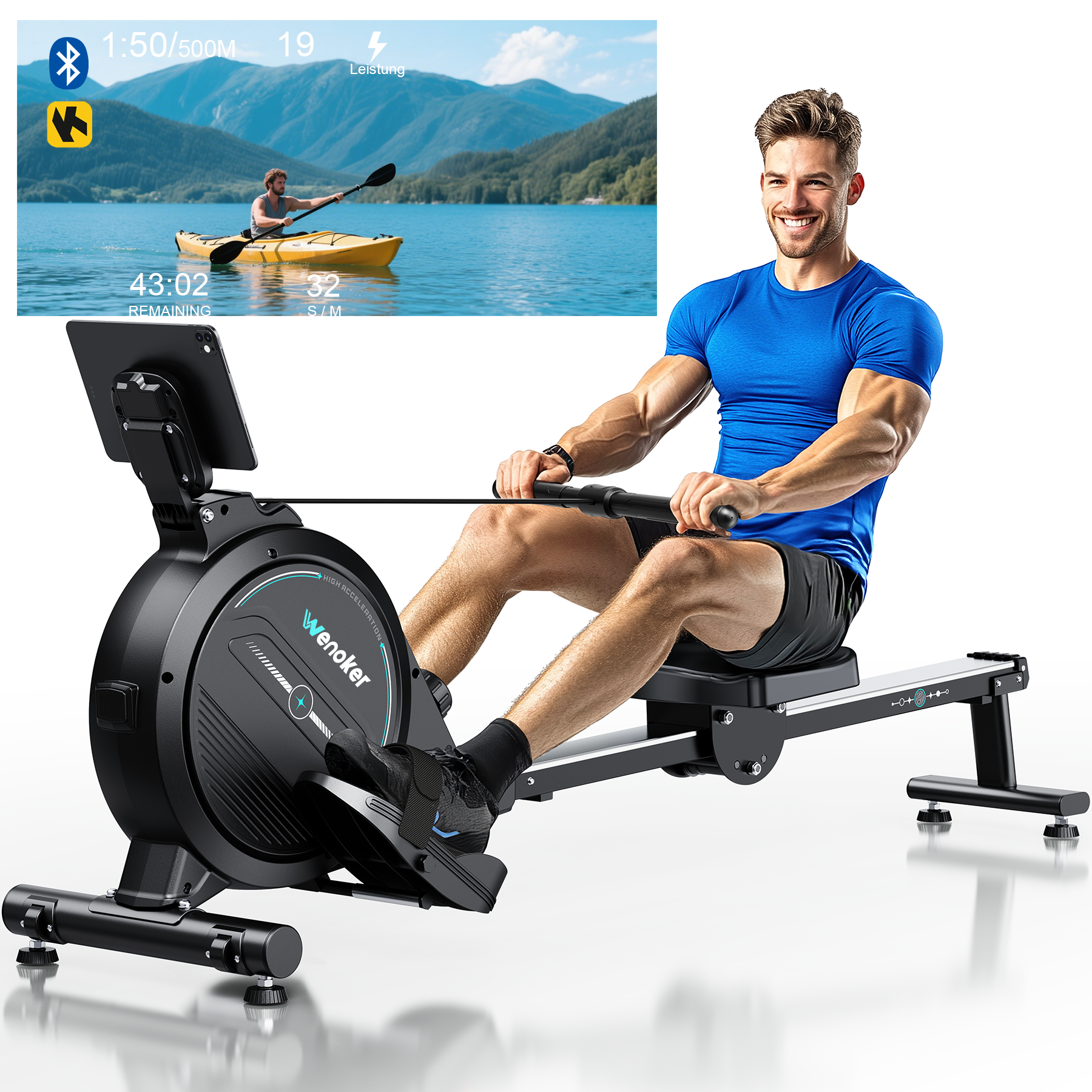 Wenoker rameur magnétique H300 (Bleu)