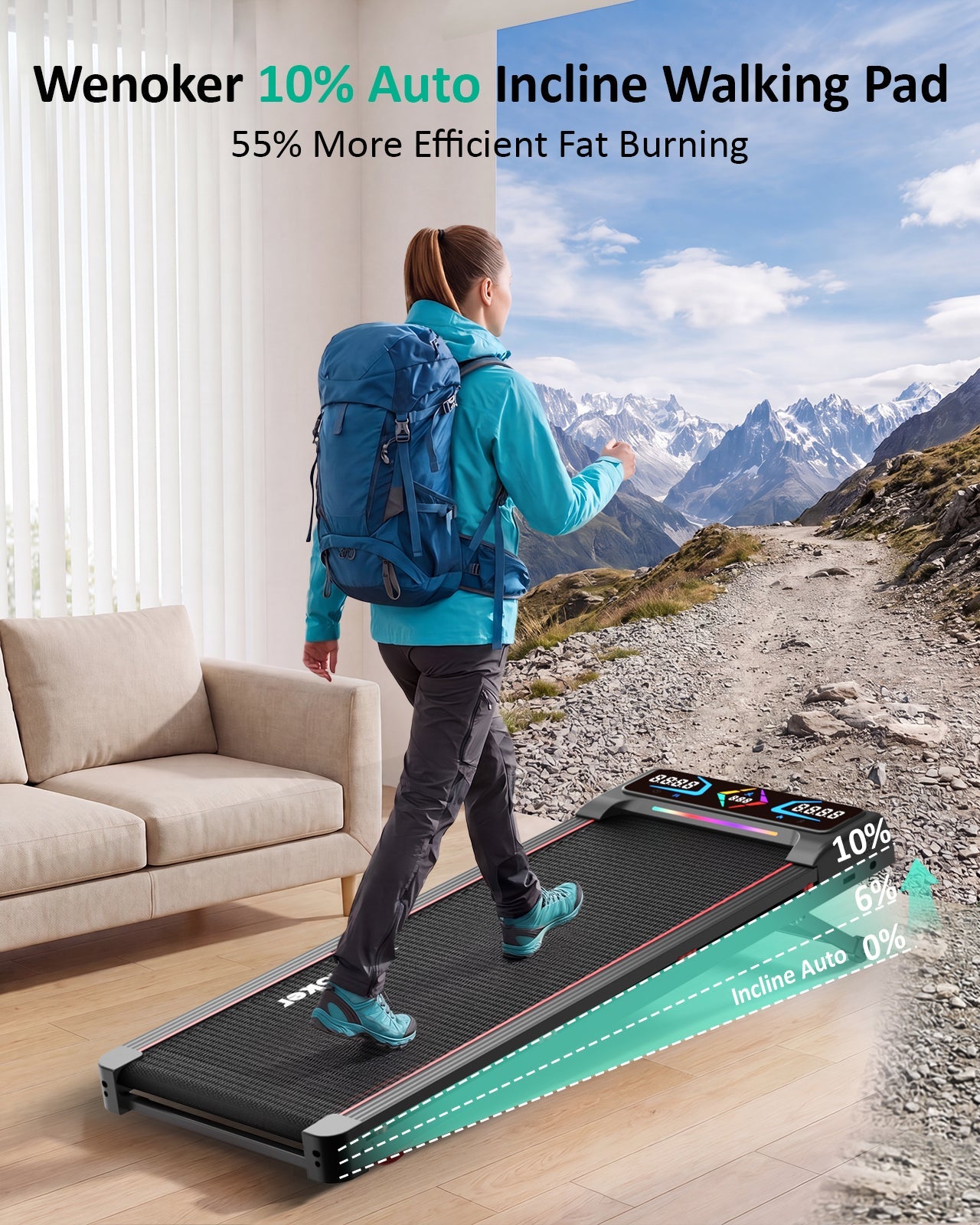 Wenoker A8 Tapis de marche avec inclinaison