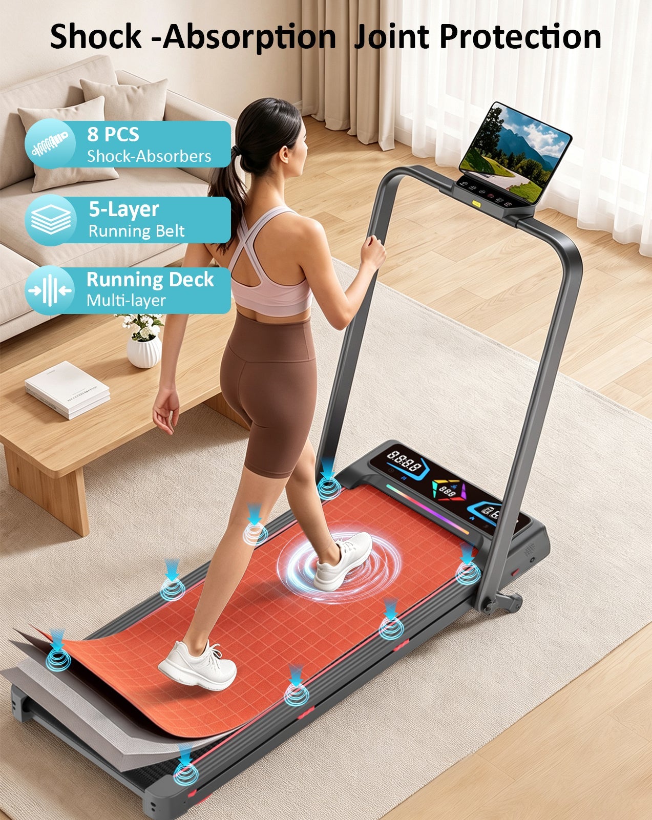 Wenoker A9 Tapis de marche pliable avec inclinaison et main courante