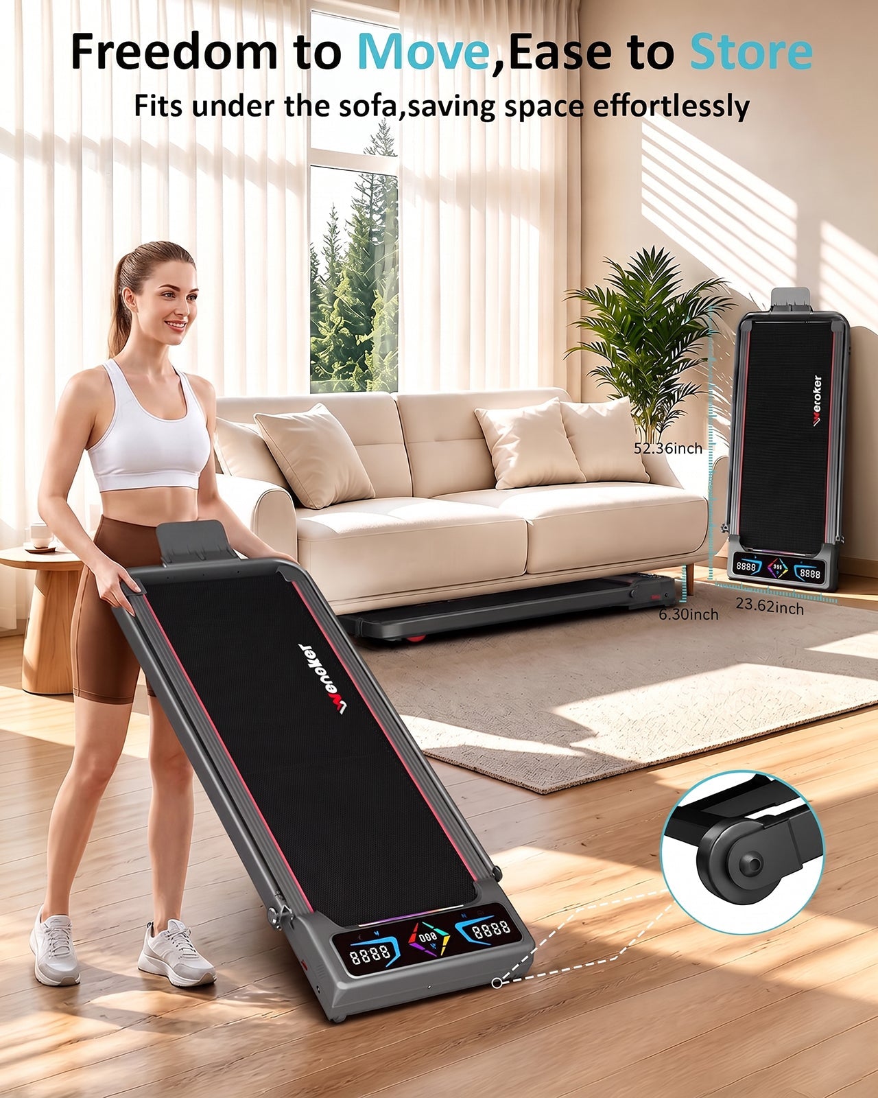 Wenoker A9 Tapis de marche pliable avec inclinaison et main courante